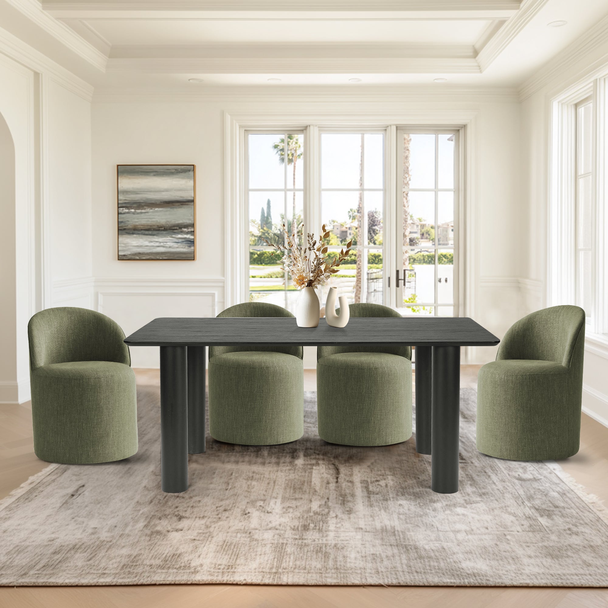 Johson & Doris 67" Black Oval Dining Table Set for 4 (5-Piece)
