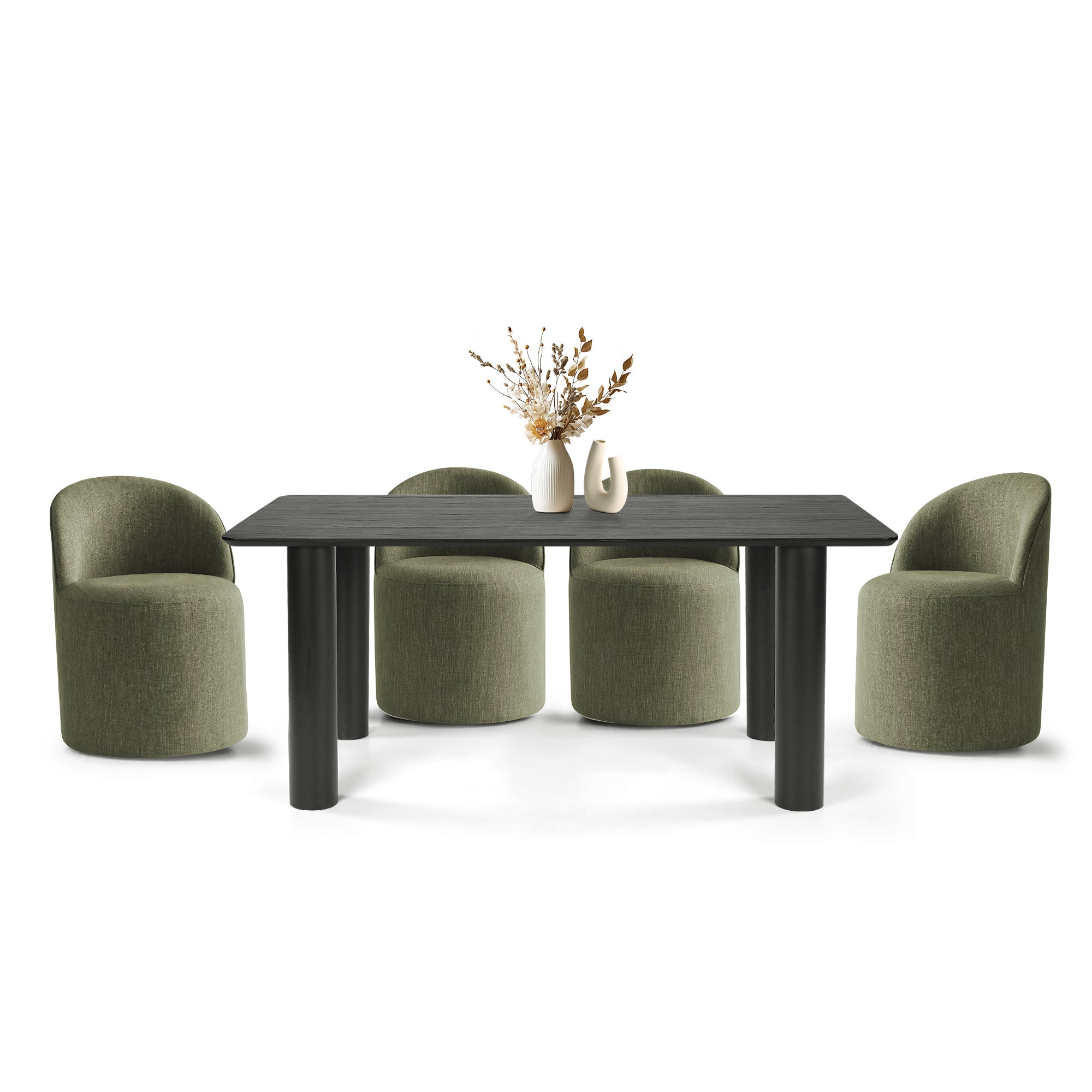 Johson & Doris 67" Black Oval Dining Table Set for 4 (5-Piece)