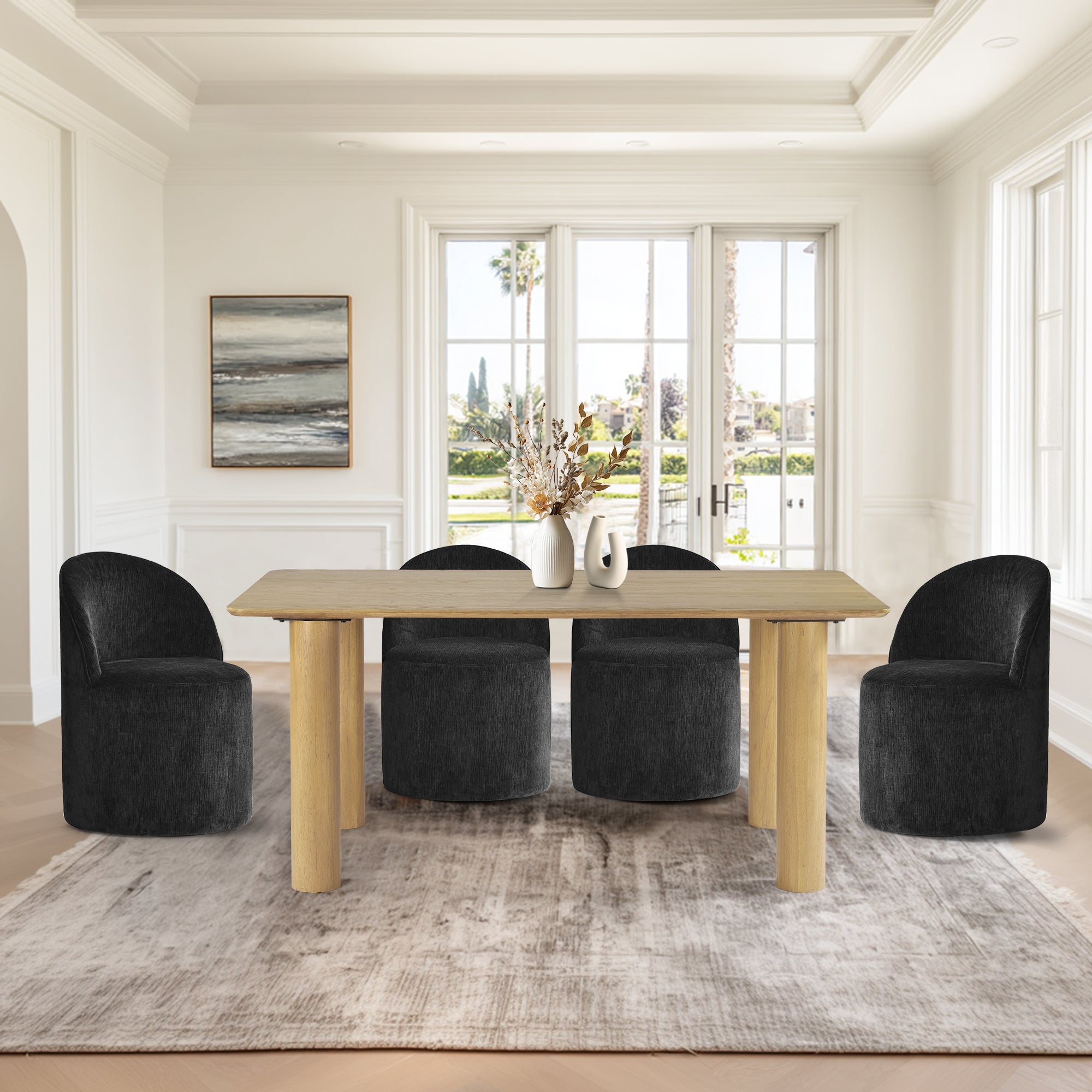 Johson & Doris 67" Natural Oval Dining Table Set for 4 (5-Piece)
