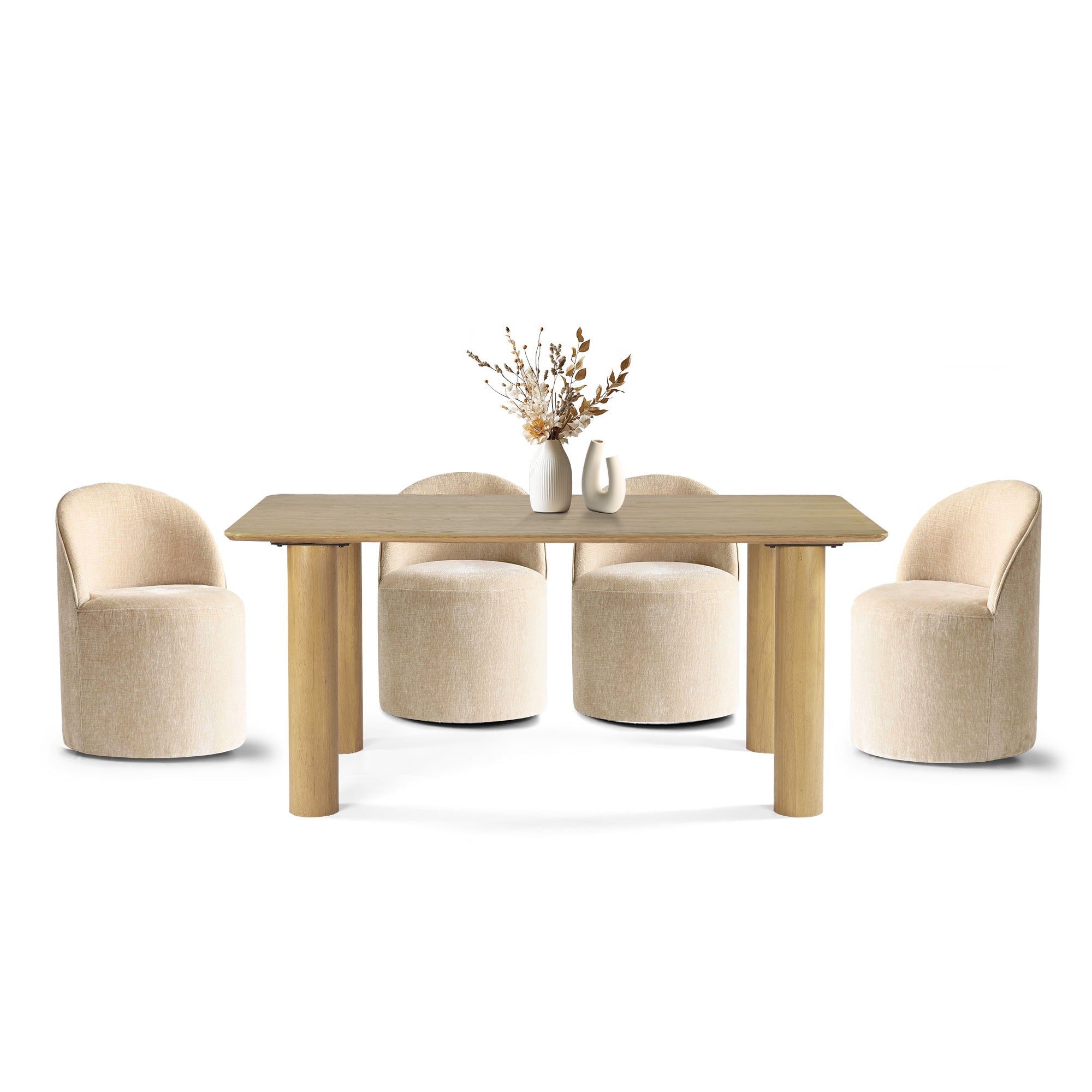 Johson & Doris 67" Natural Oval Dining Table Set for 4 (5-Piece)