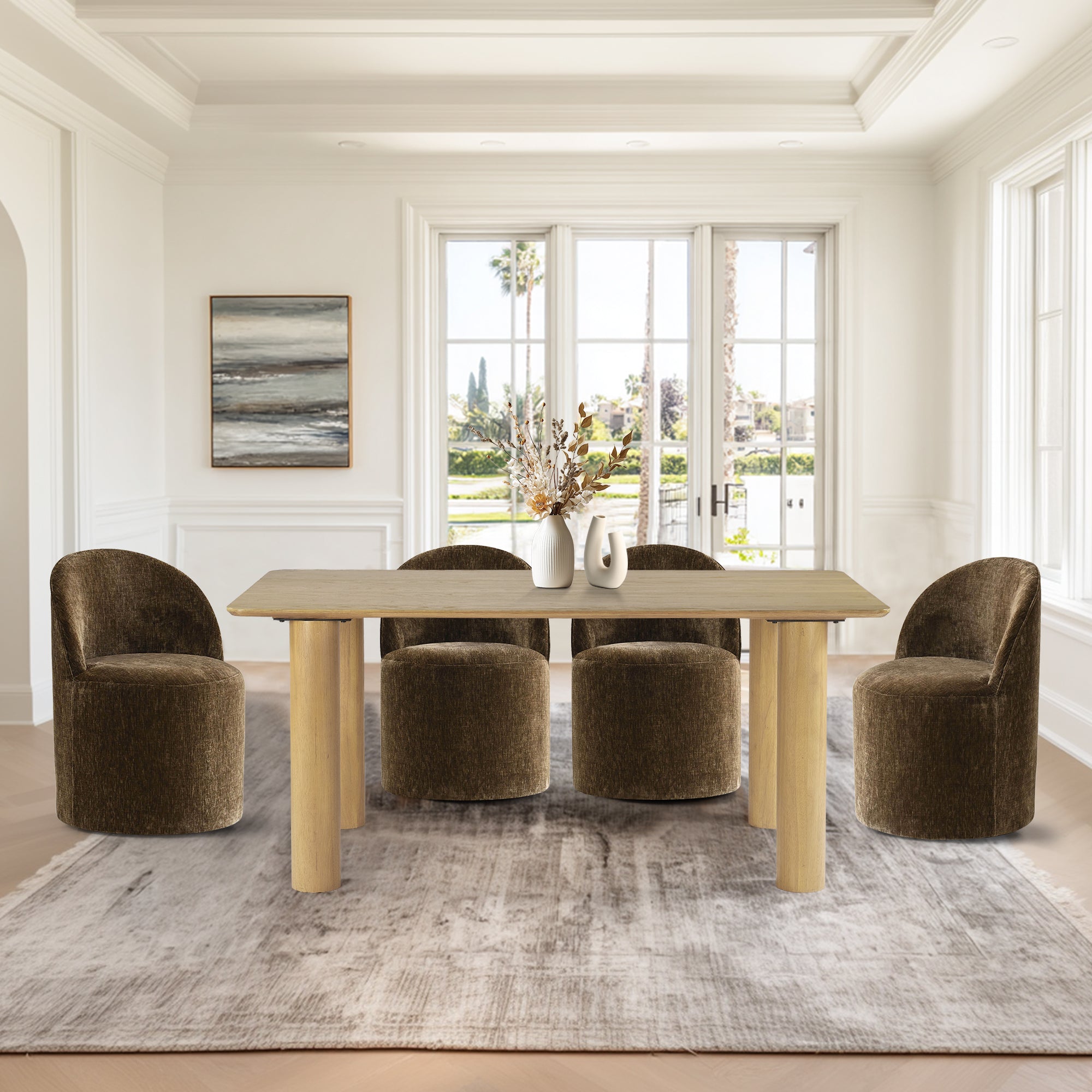Johson & Doris 67" Natural Oval Dining Table Set for 4 (5-Piece)