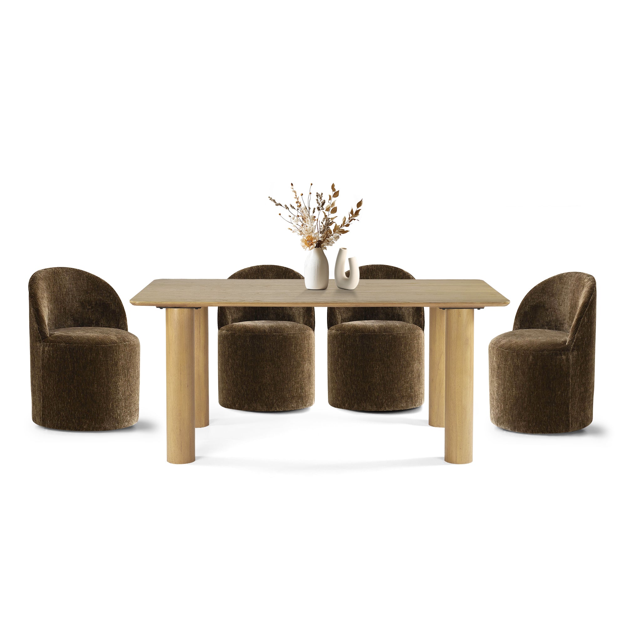 Johson & Doris 67" Natural Oval Dining Table Set for 4 (5-Piece)