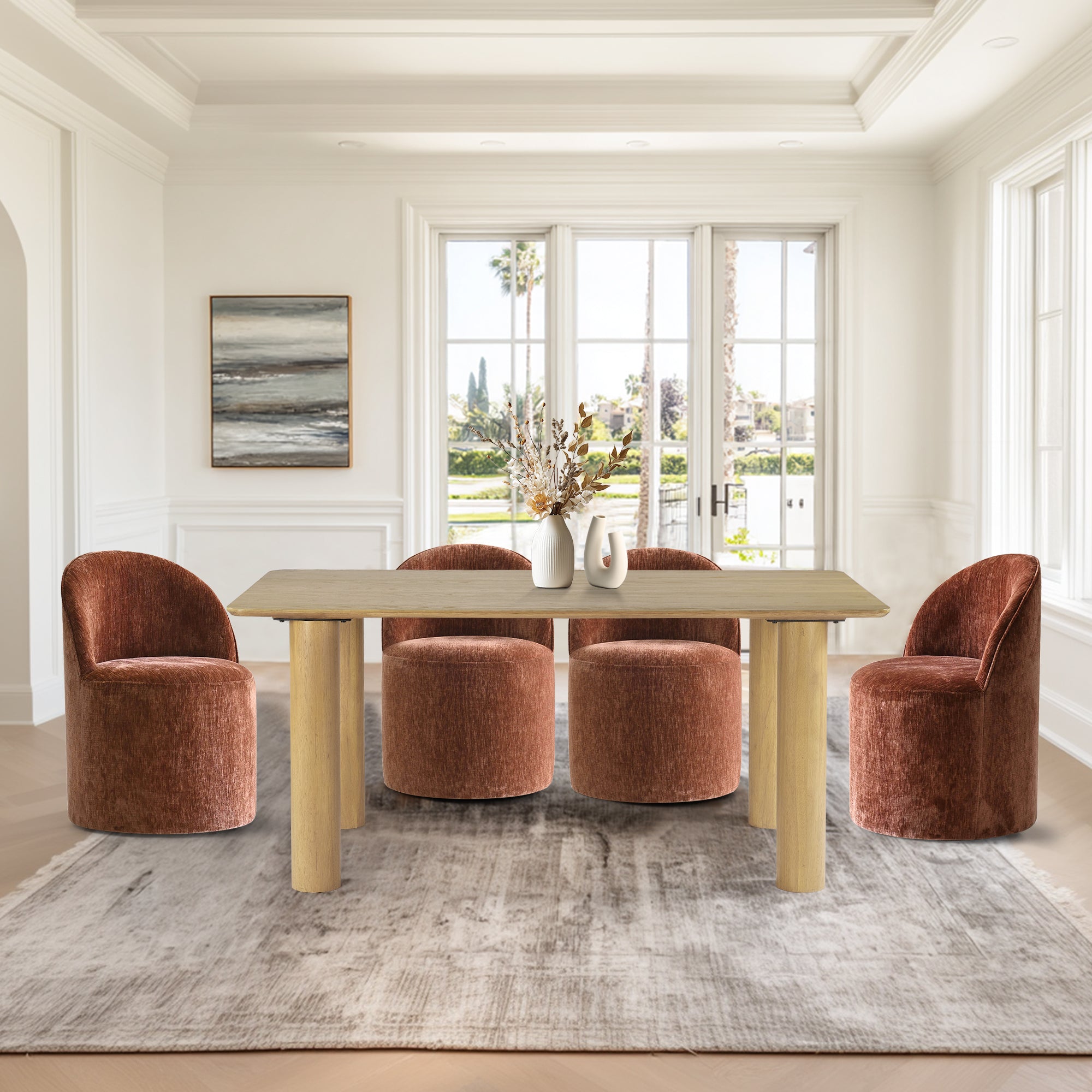 Johson & Doris 67" Natural Oval Dining Table Set for 4 (5-Piece)