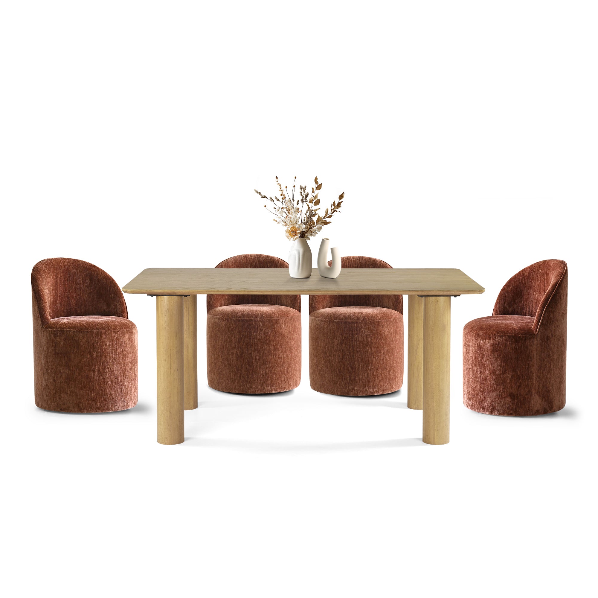 Johson & Doris 67" Natural Oval Dining Table Set for 4 (5-Piece)