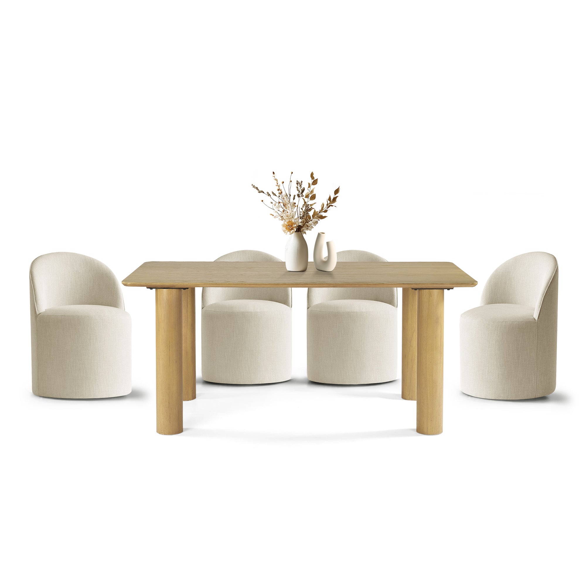 Johson & Doris 67" Natural Oval Dining Table Set for 4 (5-Piece)