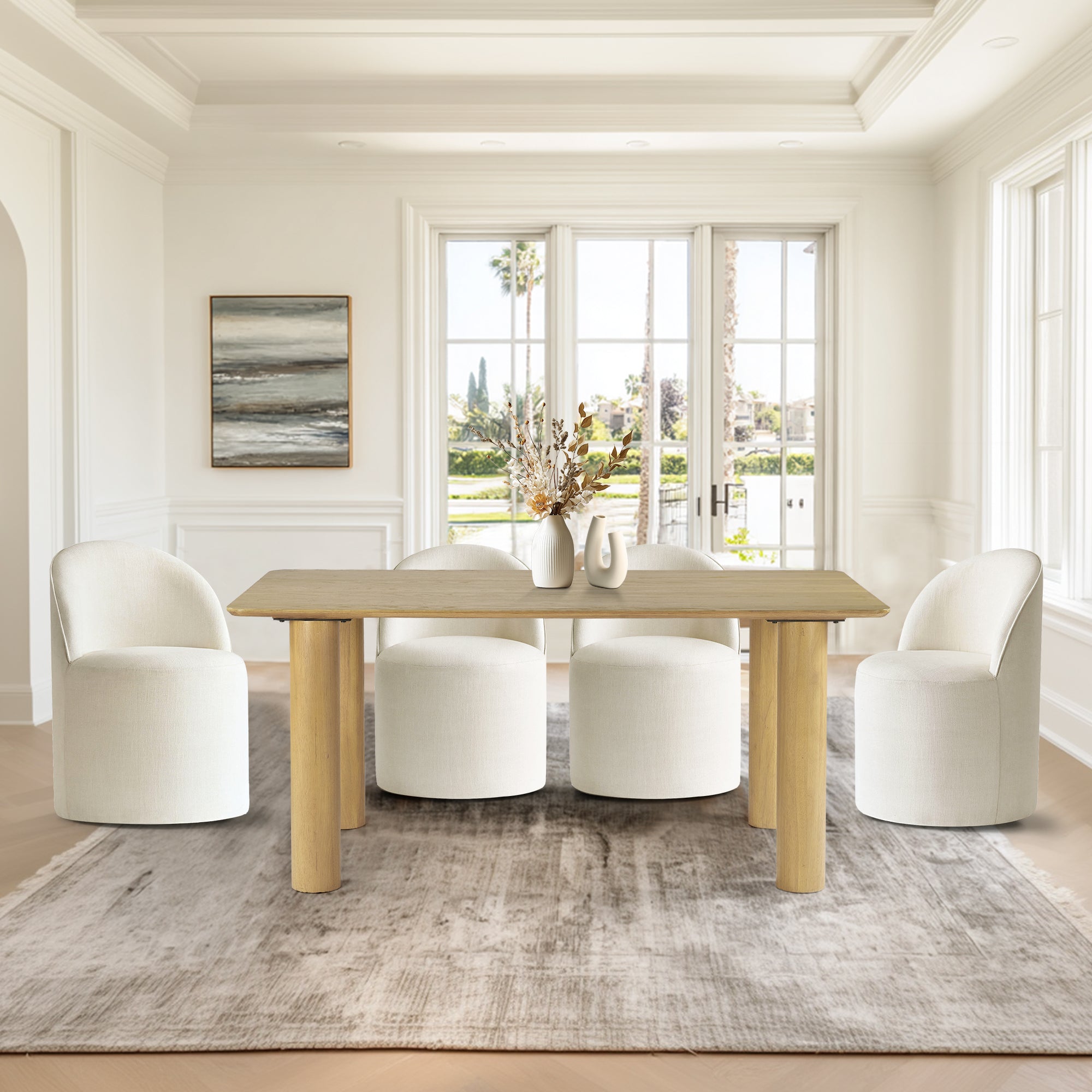 Johson & Doris 67" Natural Oval Dining Table Set for 4 (5-Piece)