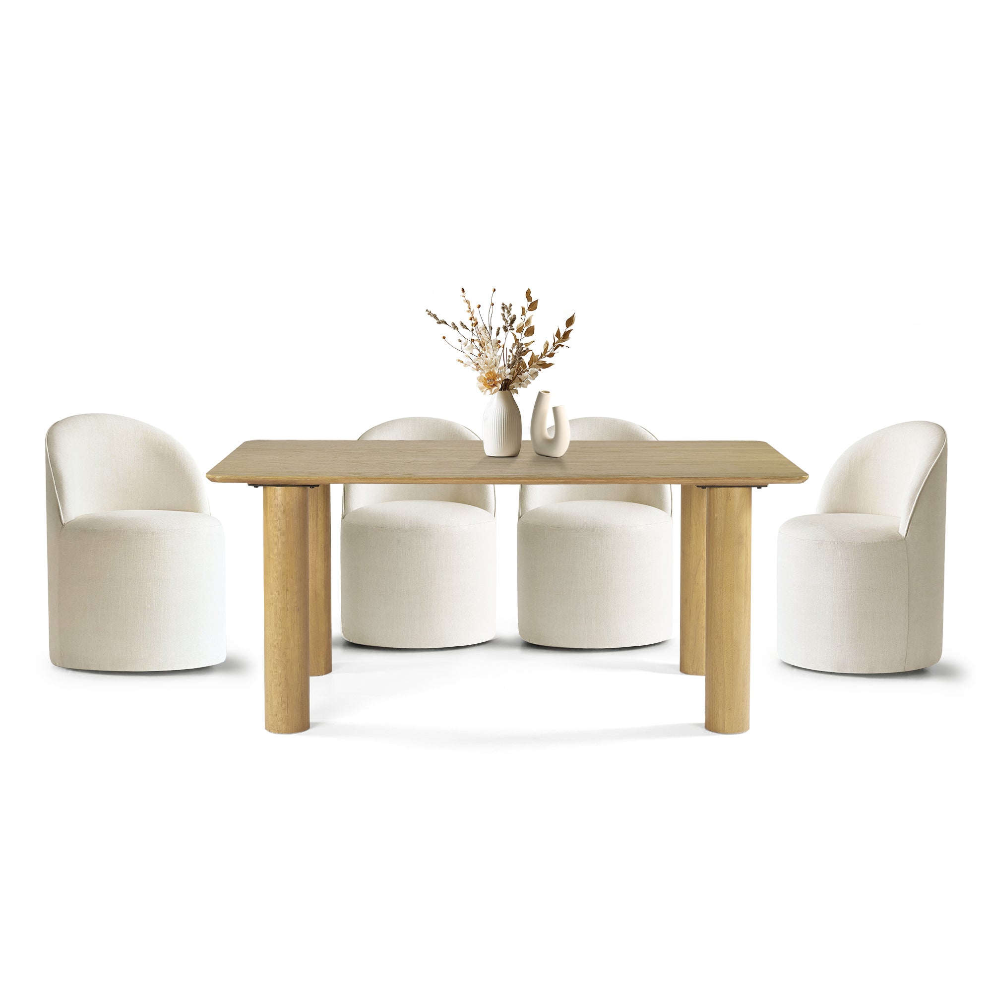 Johson & Doris 67" Natural Oval Dining Table Set for 4 (5-Piece)