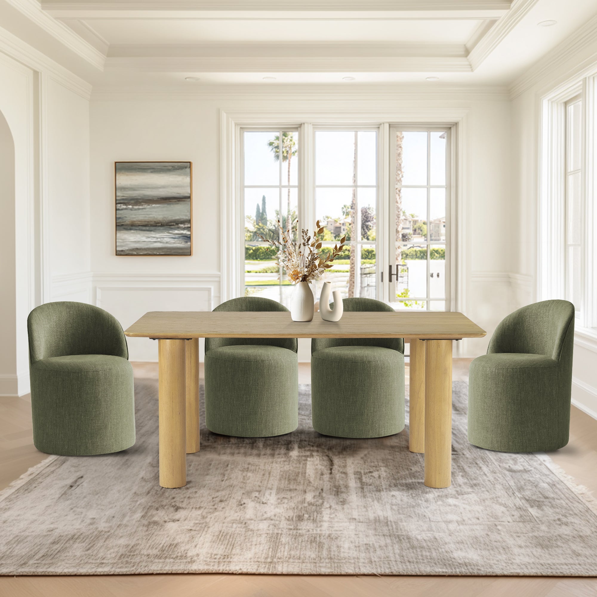 Johson & Doris 67" Natural Oval Dining Table Set for 4 (5-Piece)