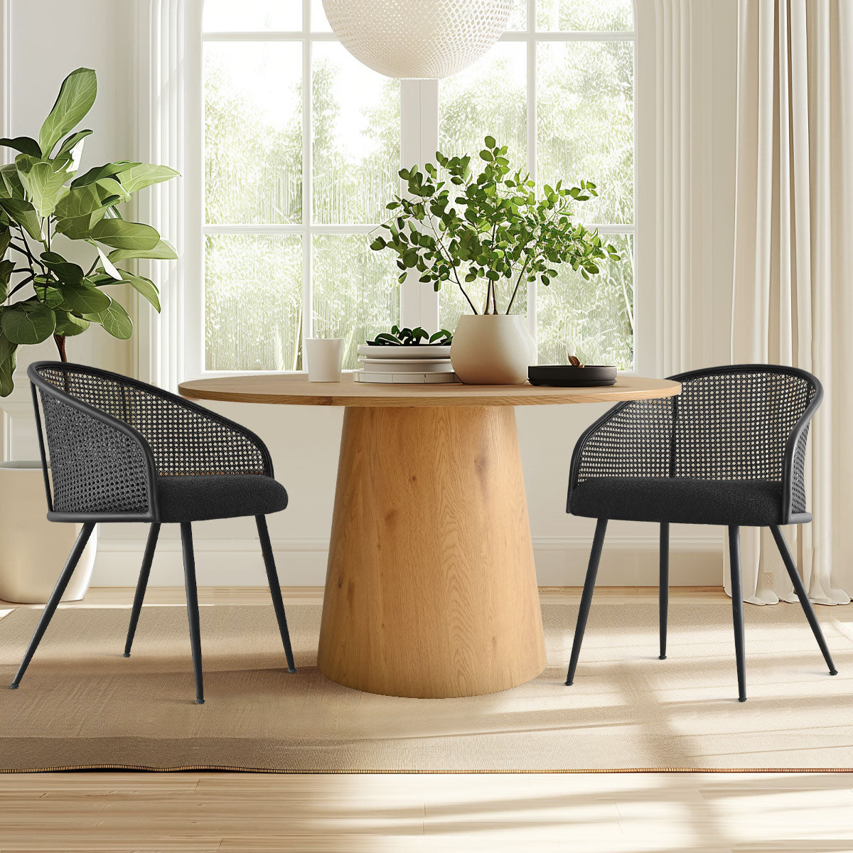 Jules Upholstered Rattan Dining Chair with Arms (Set of 4)