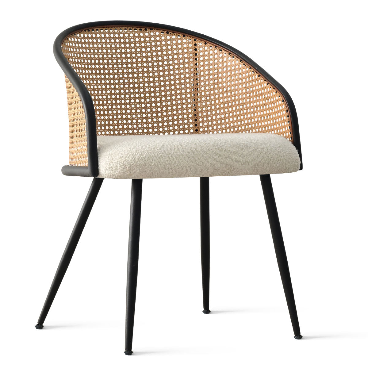Jules Upholstered Rattan Dining Chair with Arms (Set of 4)