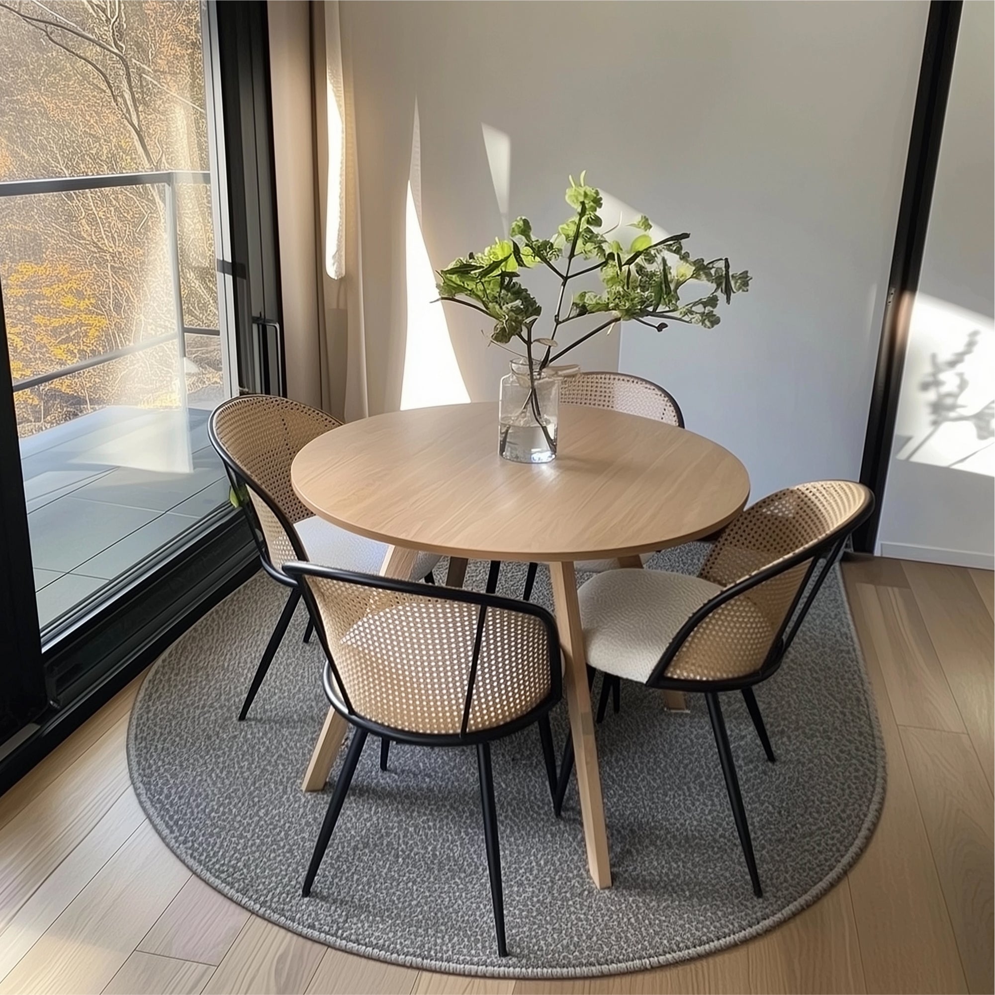 Jules Modern Upholstered Rattan Dining Chair (Set of 4)