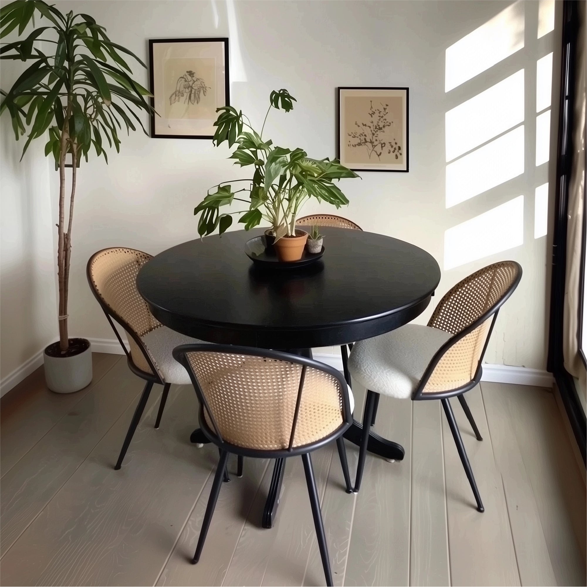 Jules Modern Upholstered Rattan Dining Chair (Set of 4)