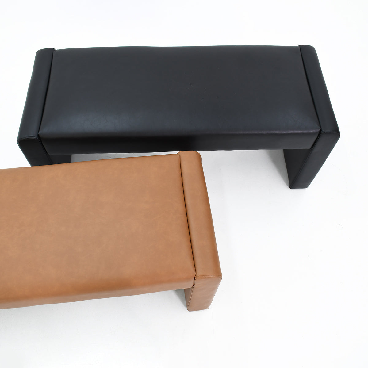 Kaia 47" Modern Faux Leather & Velvet Waterfall Bench