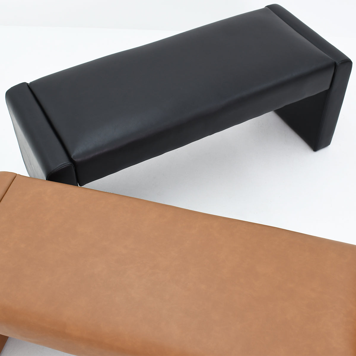 Kaia 47" Modern Faux Leather & Velvet Waterfall Bench
