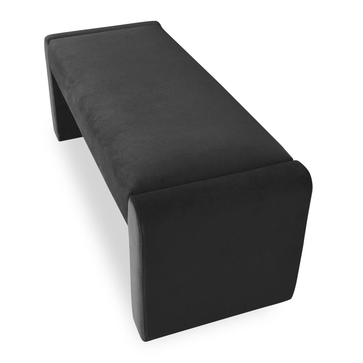 Kaia 47" Modern Faux Leather & Velvet Waterfall Bench