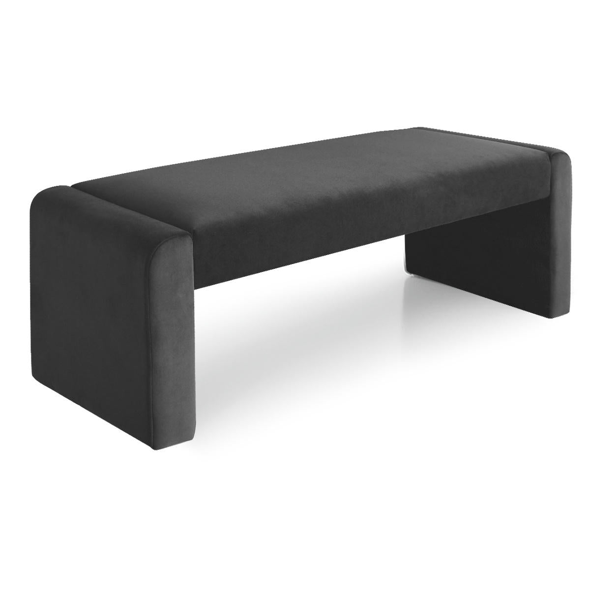 Kaia 47" Modern Faux Leather & Velvet Waterfall Bench