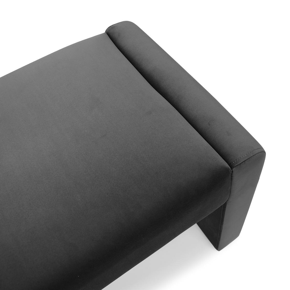 Kaia 47" Modern Faux Leather & Velvet Waterfall Bench