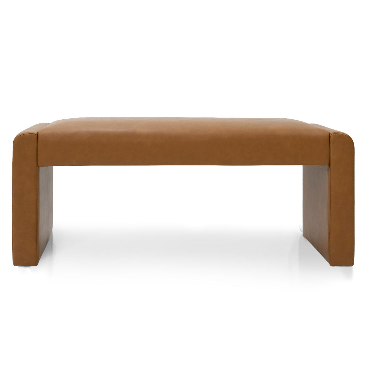 Kaia 47" Modern Faux Leather & Velvet Waterfall Bench