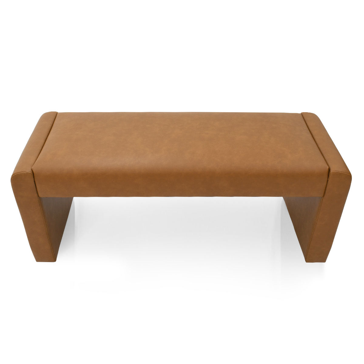 Kaia 47" Modern Faux Leather & Velvet Waterfall Bench