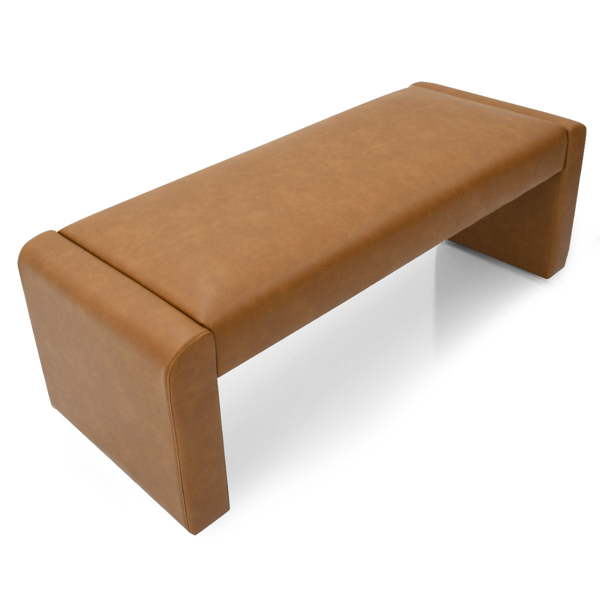 Kaia 47" Modern Faux Leather & Velvet Waterfall Bench