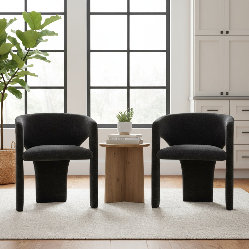Khloe Modern Chenille Dining Chair with Arms (Set of 2)