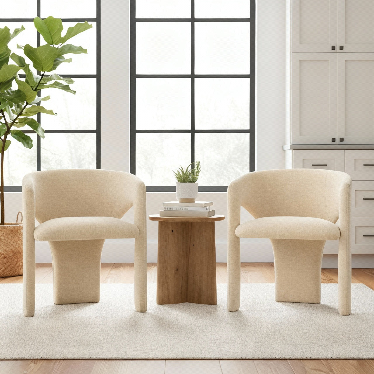Khloe Modern Chenille Dining Chair with Arms (Set of 2)