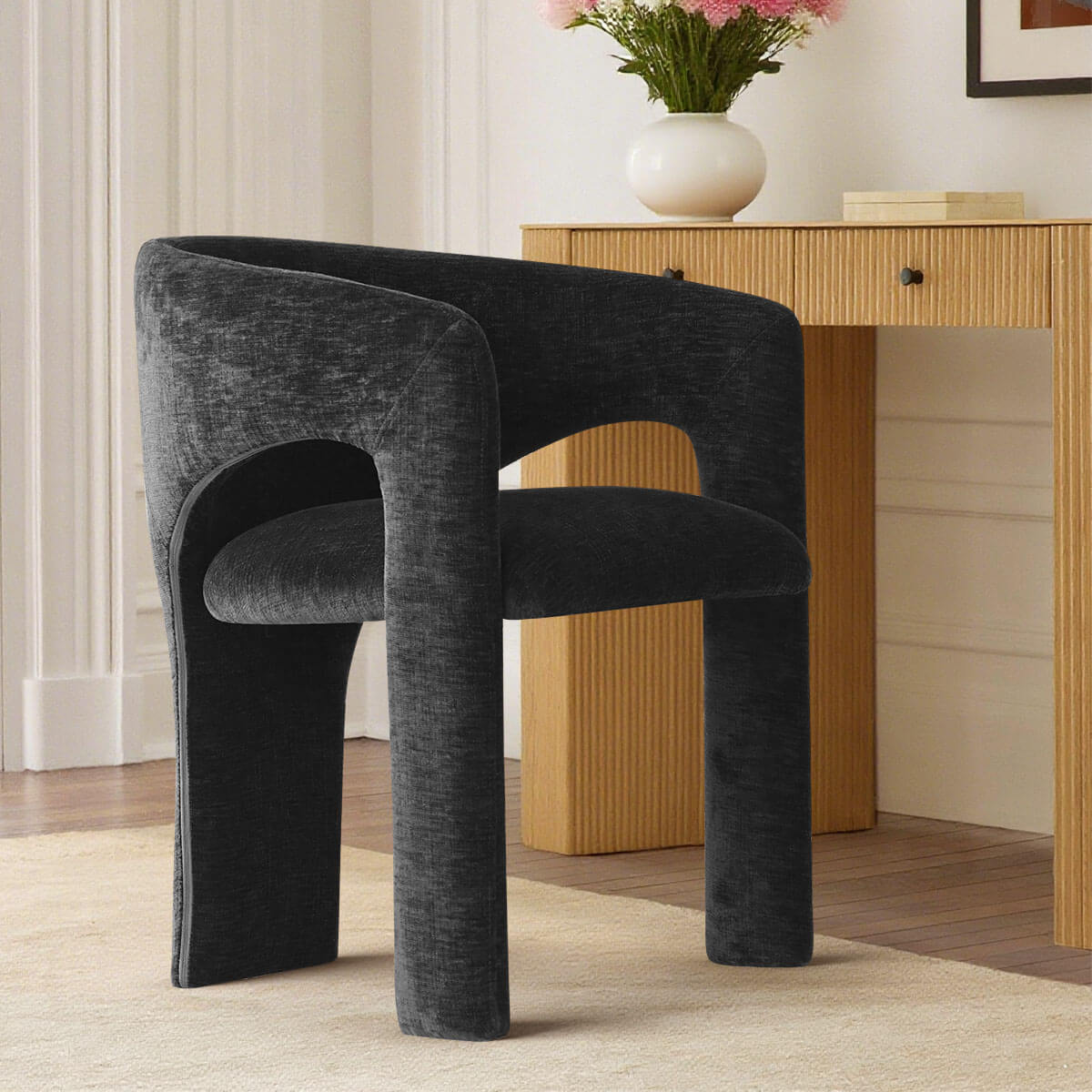 Khloe Modern Chenille Dining Chair with Arms (Set of 2)