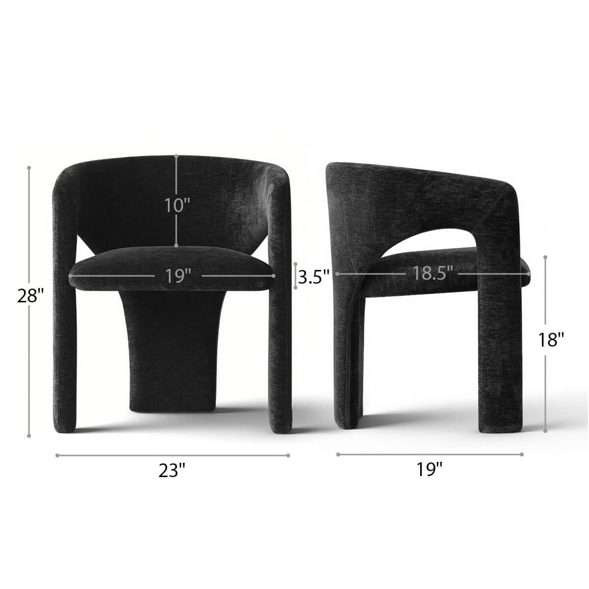 Khloe Modern Chenille Dining Chair with Arms (Set of 2)