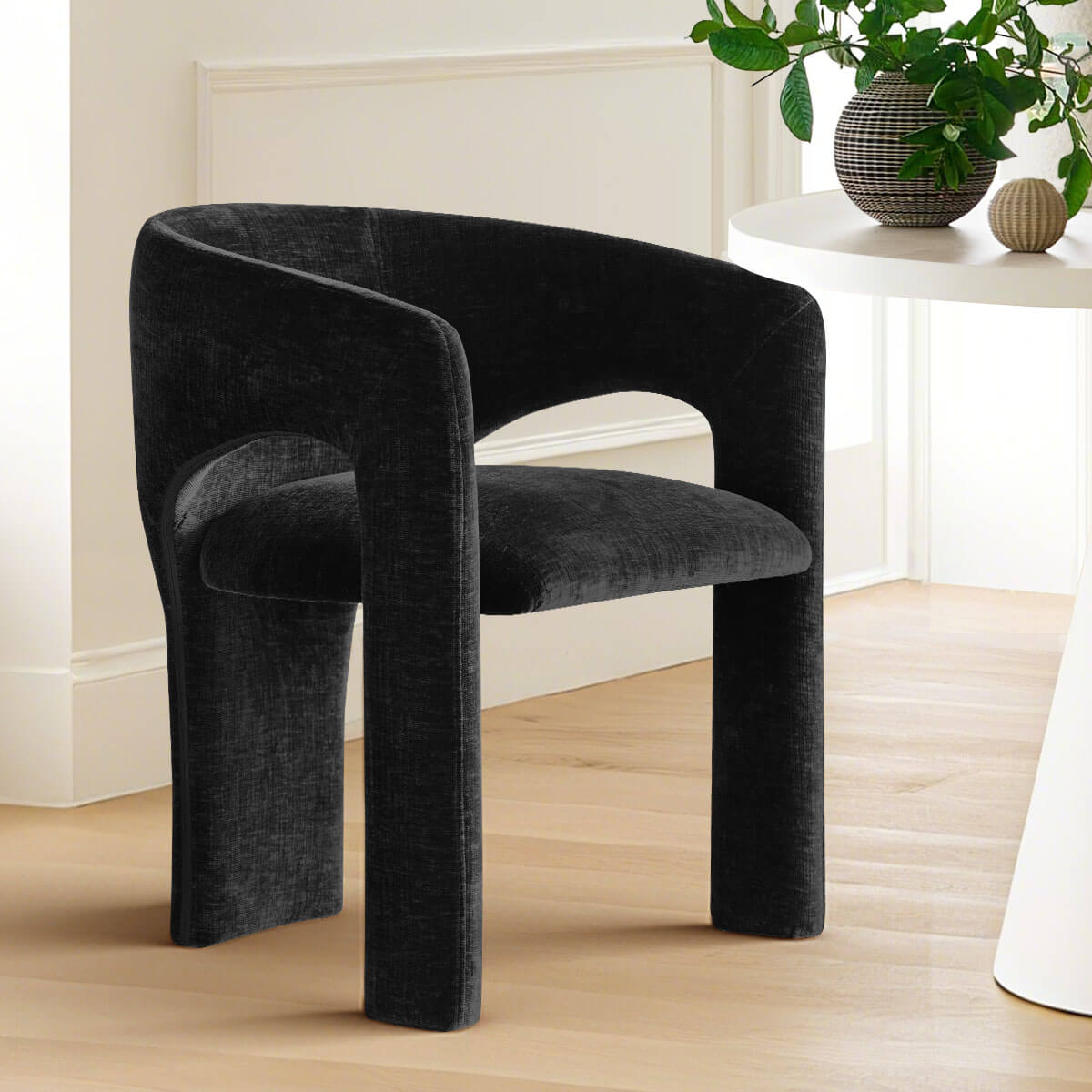 Khloe Modern Chenille Dining Chair with Arms (Set of 4)