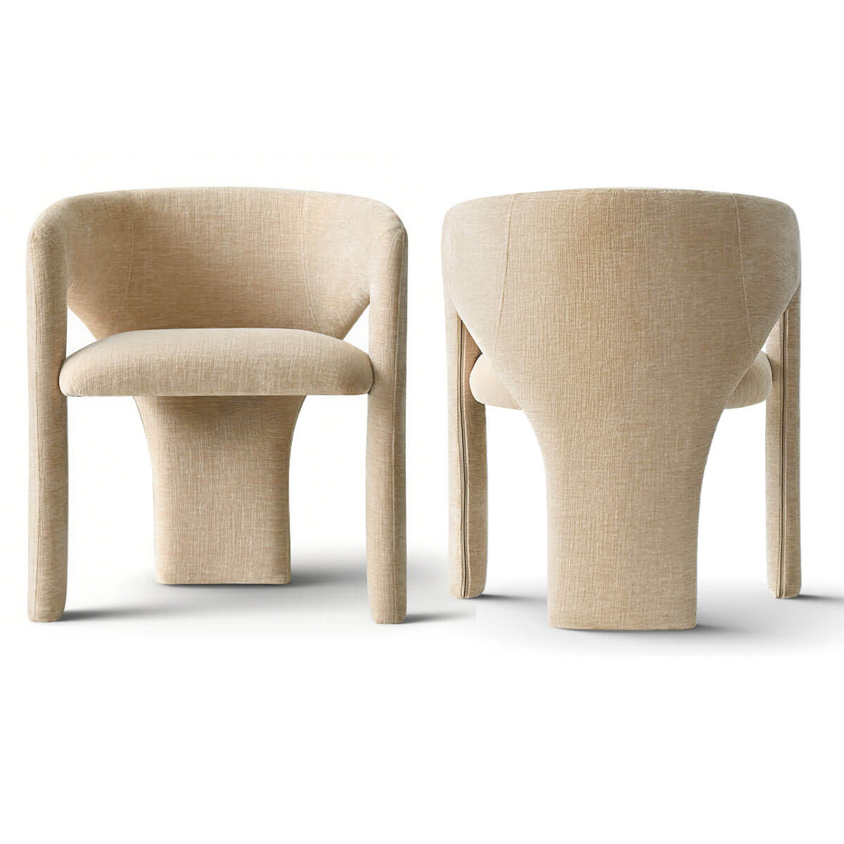 Khloe Modern Chenille Dining Chair with Arms (Set of 2)
