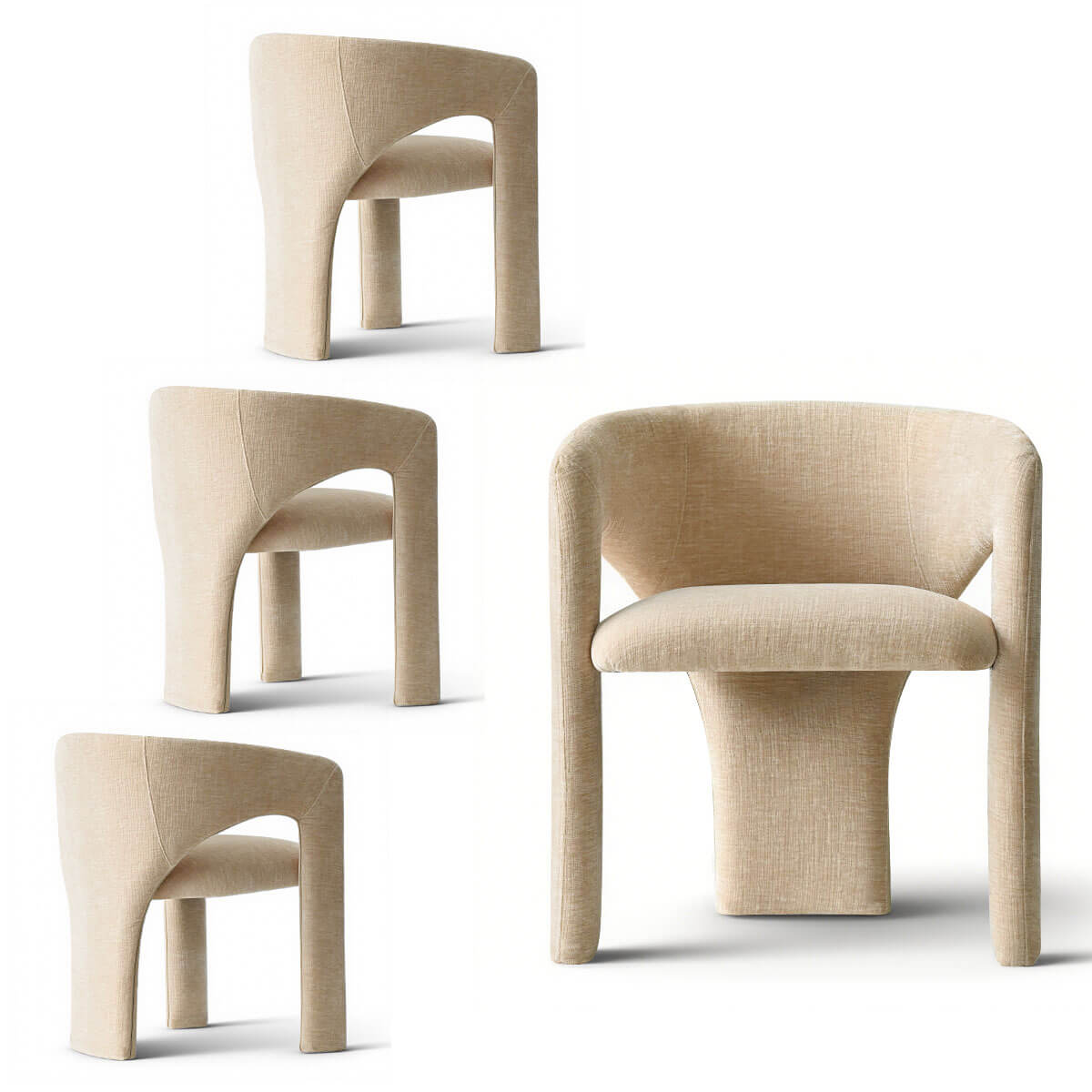 Khloe Modern Chenille Dining Chair with Arms (Set of 6)