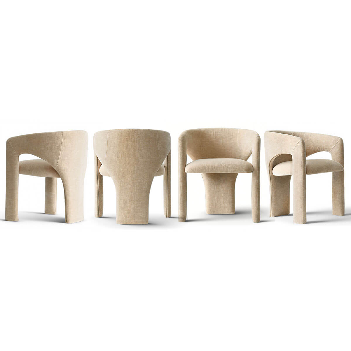 Khloe Modern Chenille Dining Chair with Arms (Set of 6)