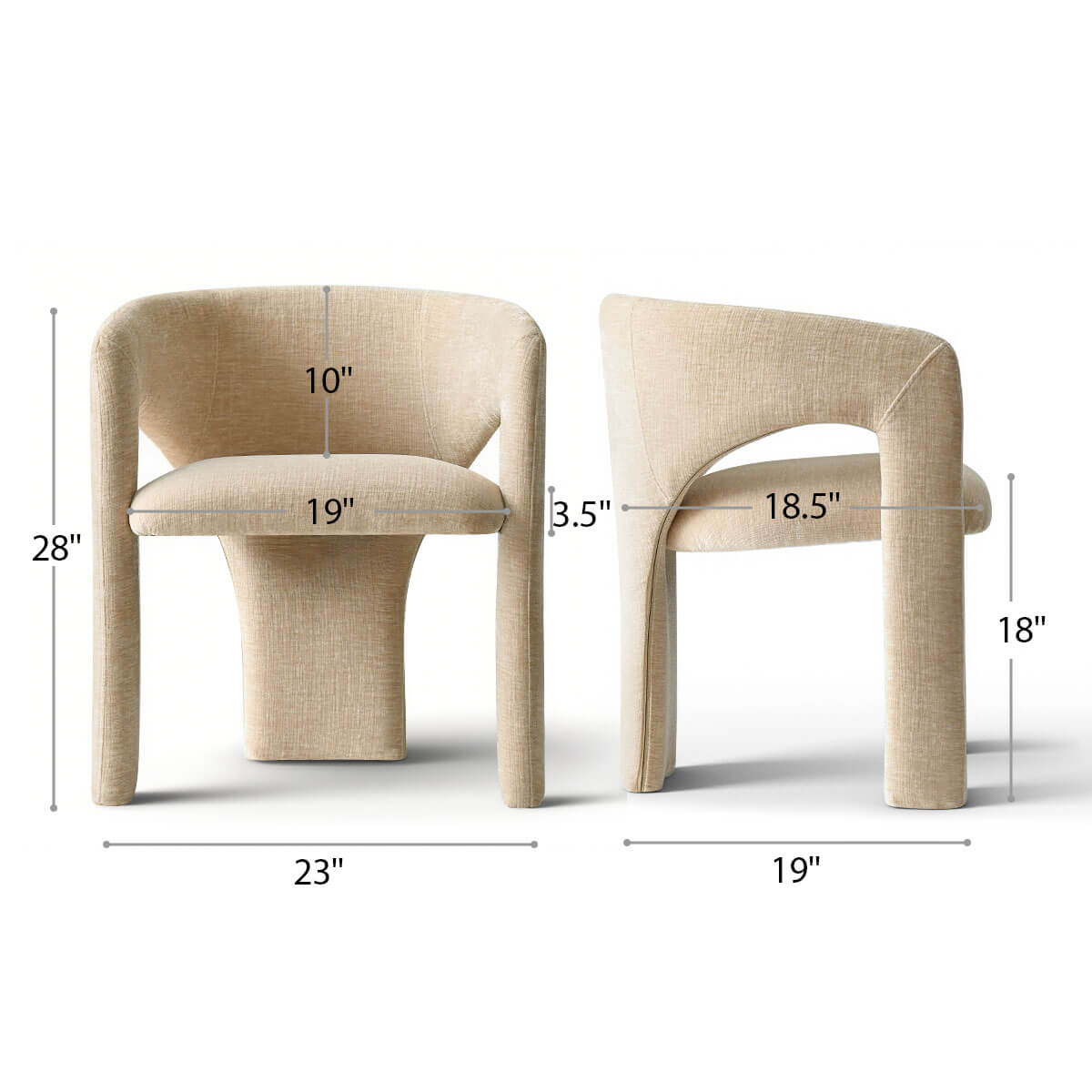 Khloe Modern Chenille Dining Chair with Arms (Set of 2)