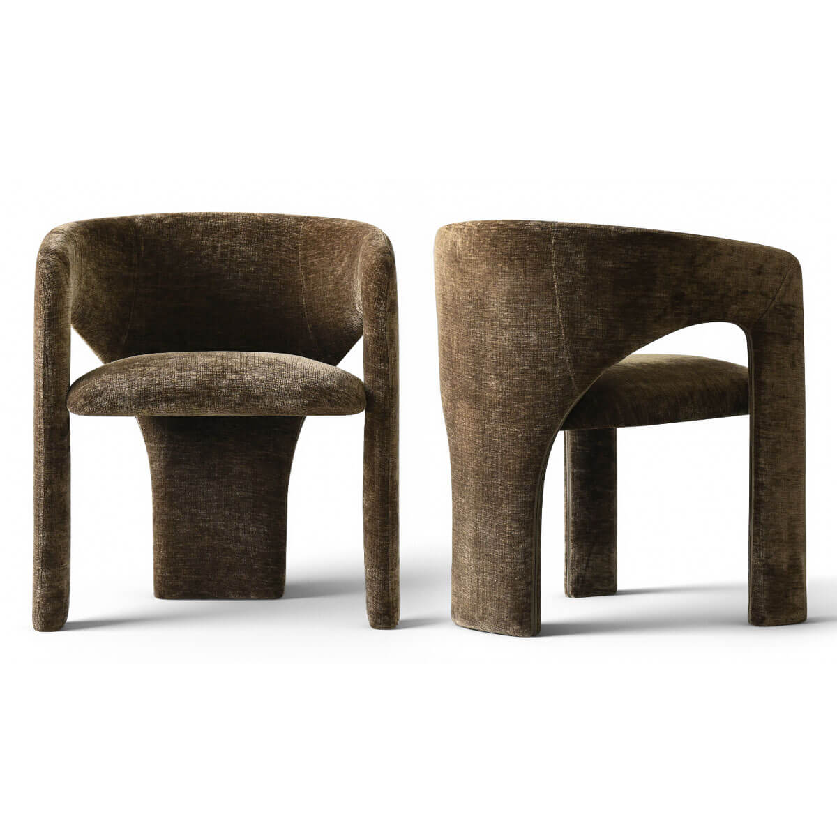 Khloe Modern Chenille Dining Chair with Arms (Set of 2)