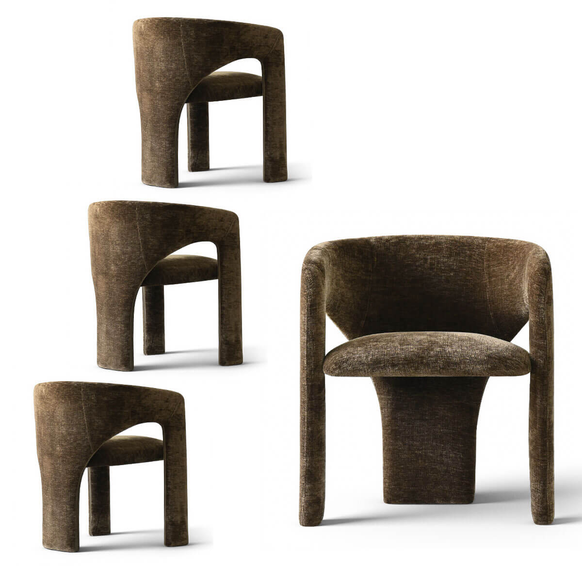 Khloe Modern Chenille Dining Chair with Arms (Set of 4)