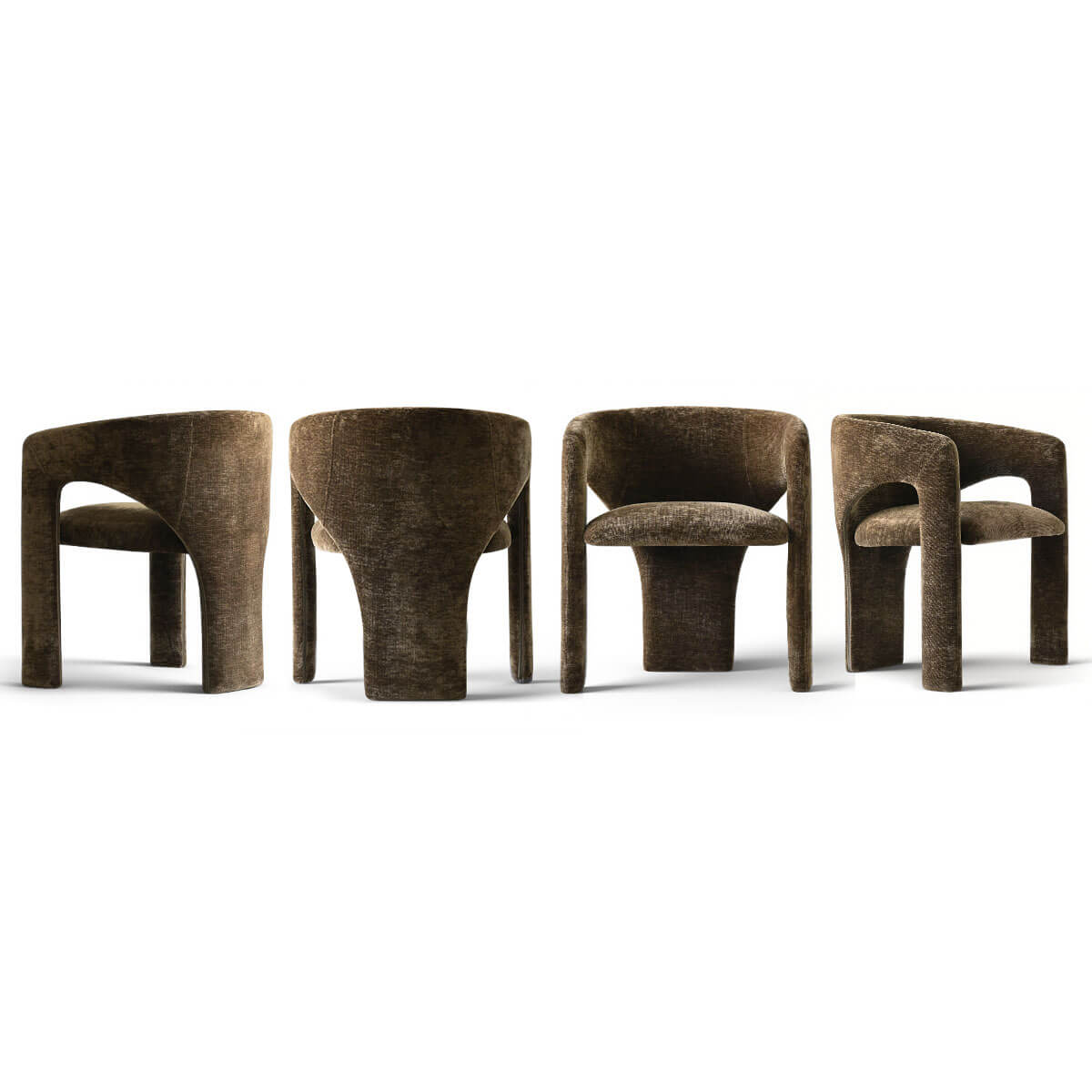 Khloe Modern Chenille Dining Chair with Arms (Set of 4)