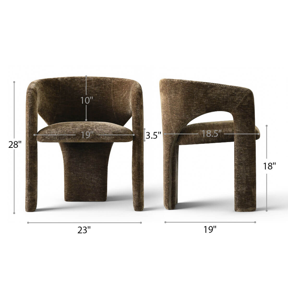 Khloe Modern Chenille Dining Chair with Arms (Set of 2)