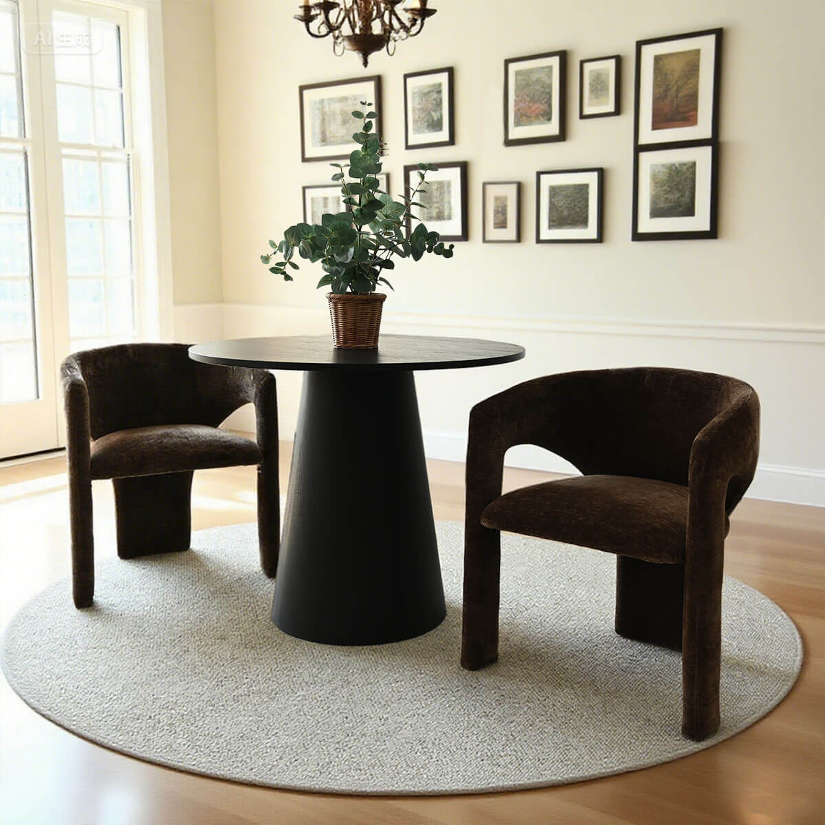 Khloe Modern Chenille Dining Chair with Arms (Set of 2)