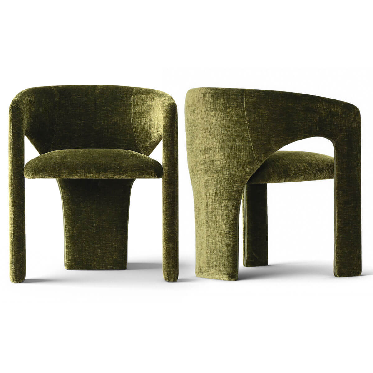 Khloe Modern Chenille Dining Chair with Arms (Set of 2)