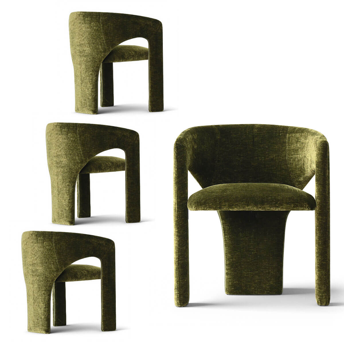 Khloe Modern Chenille Dining Chair with Arms (Set of 4)
