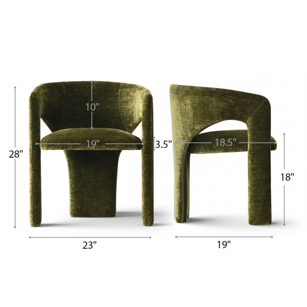 Khloe Modern Chenille Dining Chair with Arms (Set of 2)