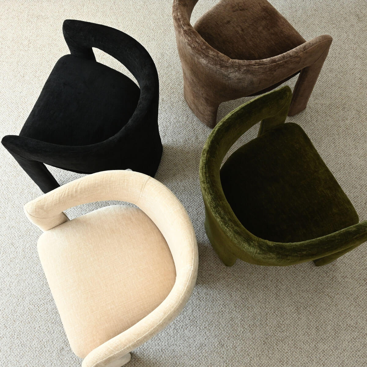 Khloe Modern Chenille Dining Chair with Arms (Set of 4)