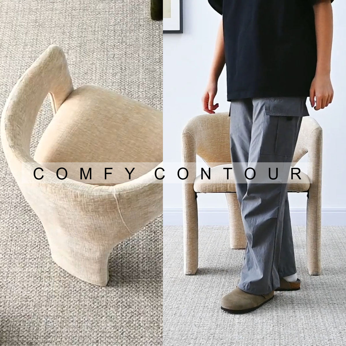 Khloe Modern Chenille Dining Chair with Arms (Set of 4)