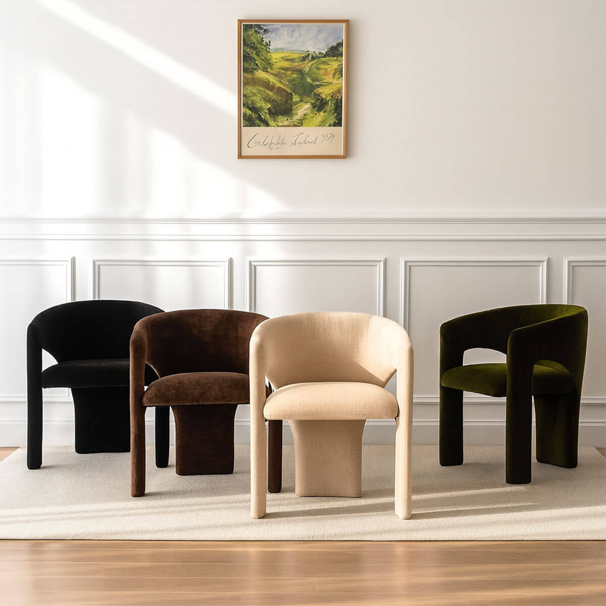 Khloe Modern Chenille Dining Chair with Arms (Set of 4)