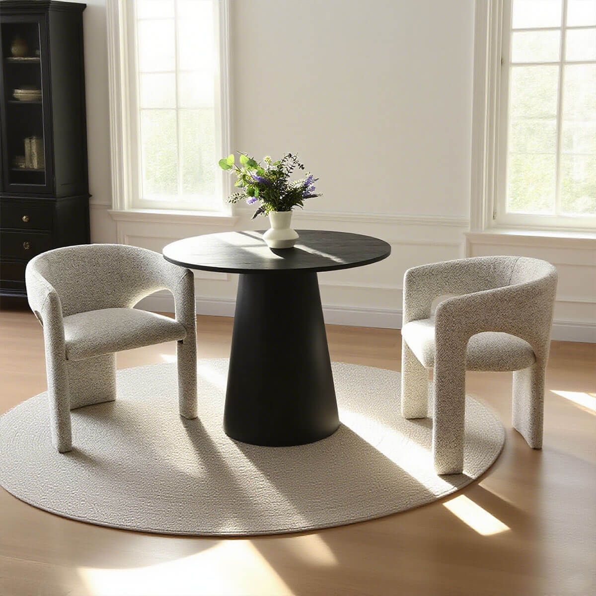 Khloe Modern Chenille Dining Chair with Arms (Set of 6)