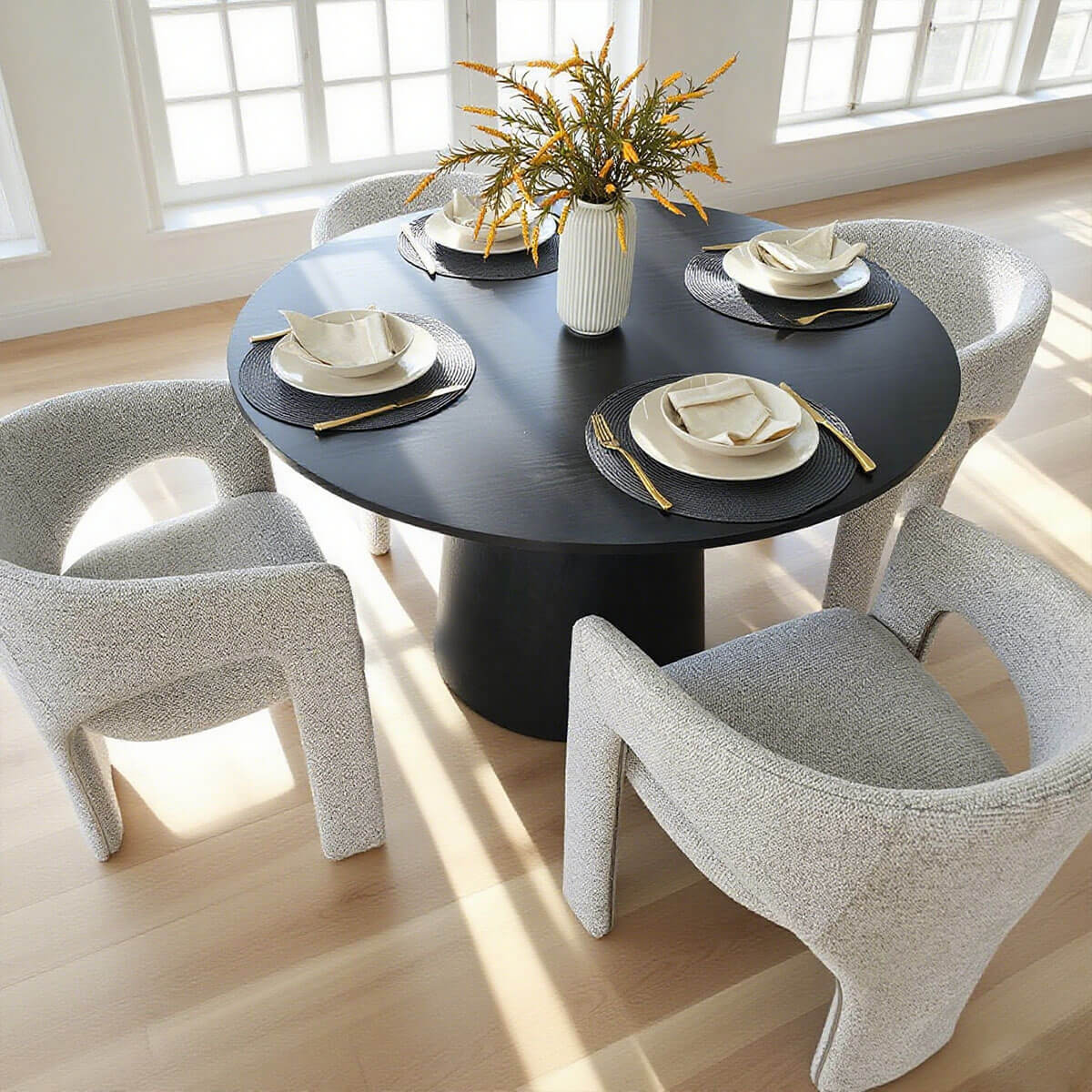 Khloe Modern Chenille Dining Chair with Arms (Set of 2)