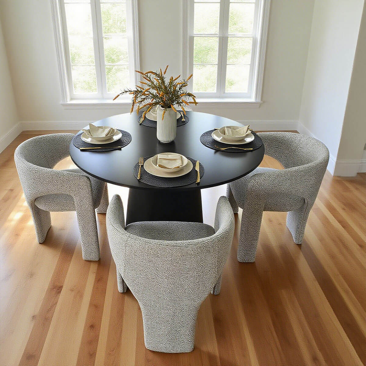 Khloe Modern Chenille Dining Chair with Arms (Set of 6)