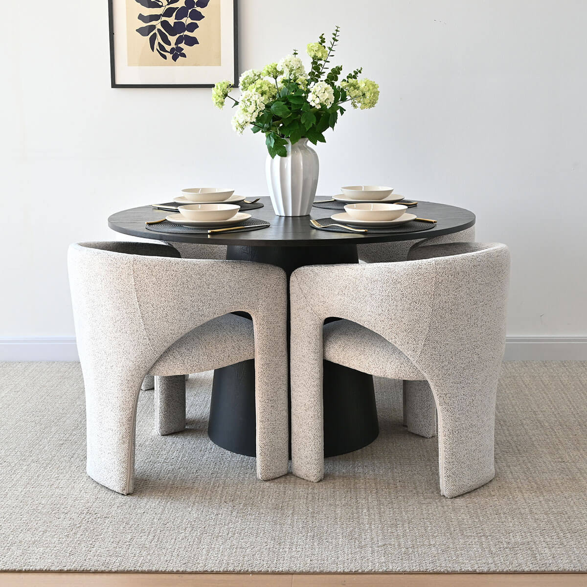 Khloe Modern Chenille Dining Chair with Arms (Set of 4)