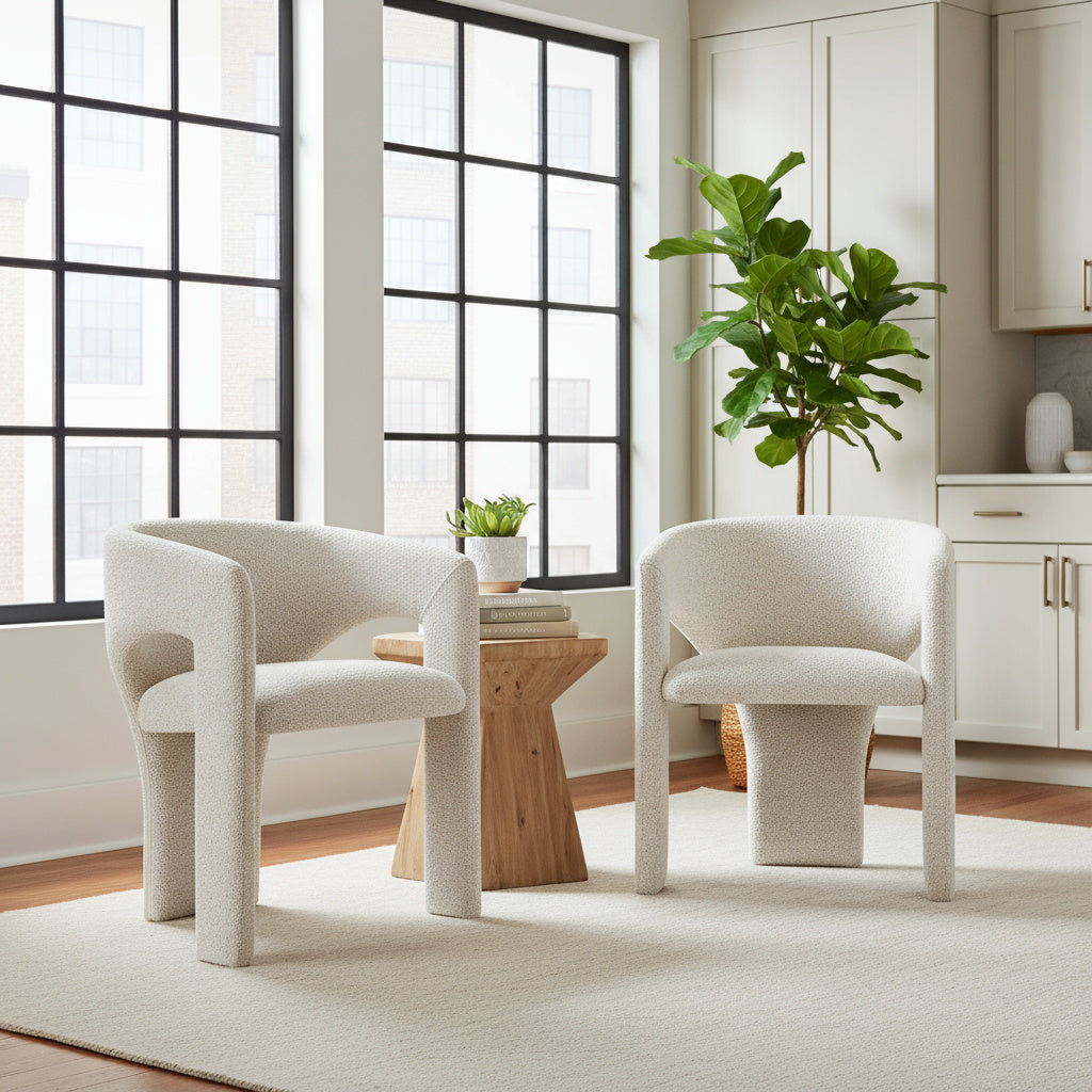 Khloe Modern Chenille Dining Chair with Arms (Set of 2)