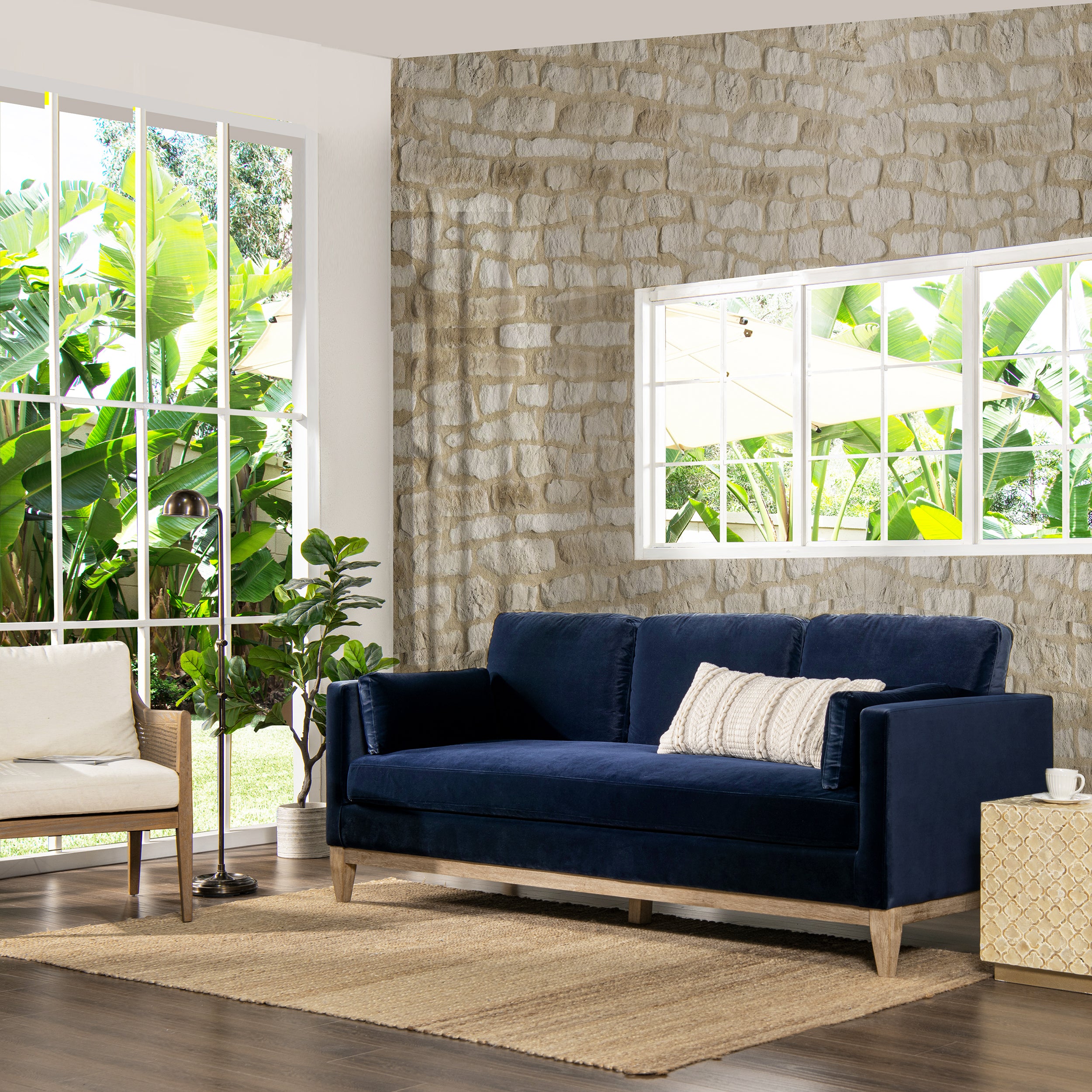 Portland 84" Modern Velvet Sofa